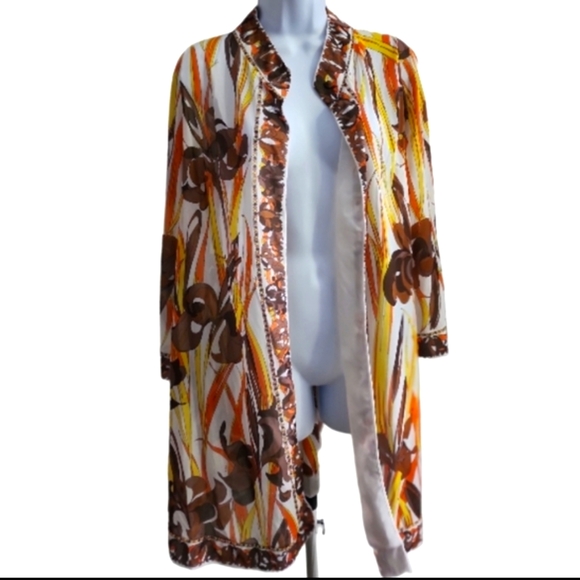**Not Available*Emilio PUCCI Floral Yellow Multi Sheer Cardigan Kimono Medium - Picture 4 of 11